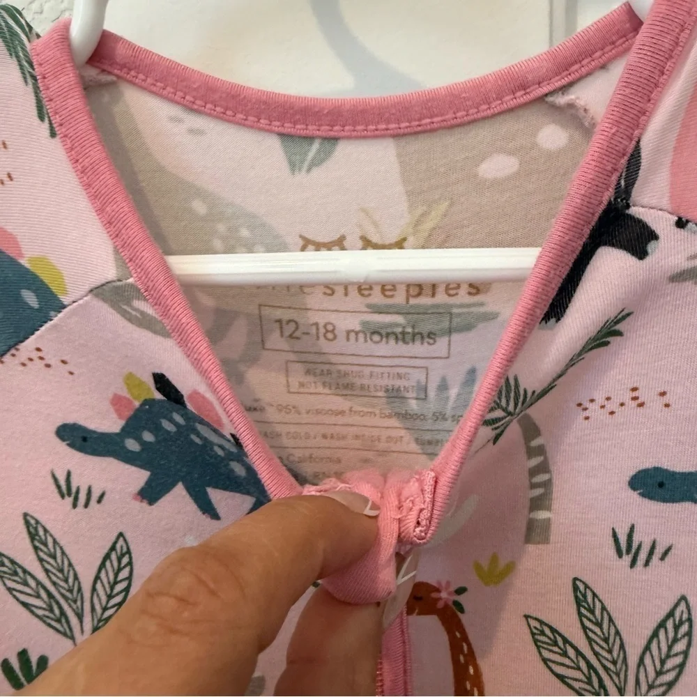 Little Sleepies- Pink Dinosaurs Zippy- 12-18